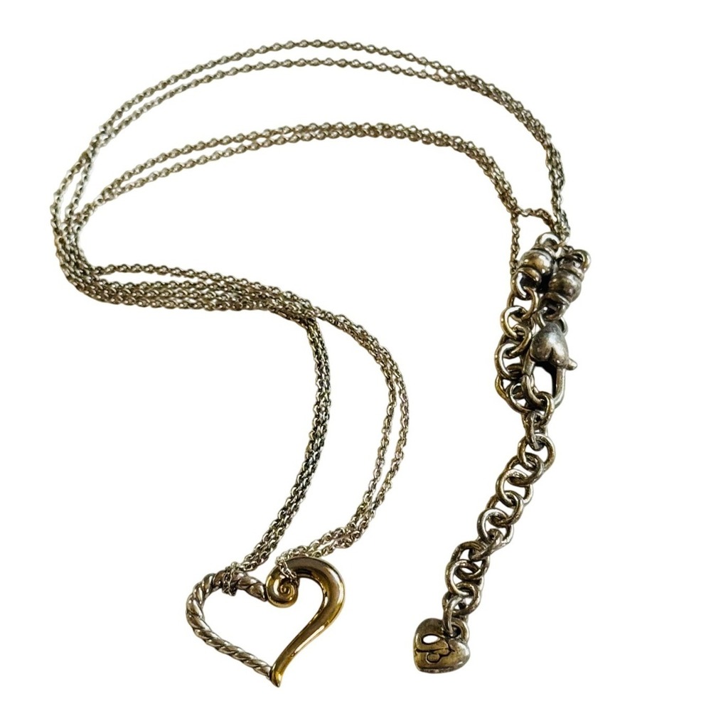Brighton Kindred petite Heart Necklace Silver Plated Chain Designer Two Tone 18"